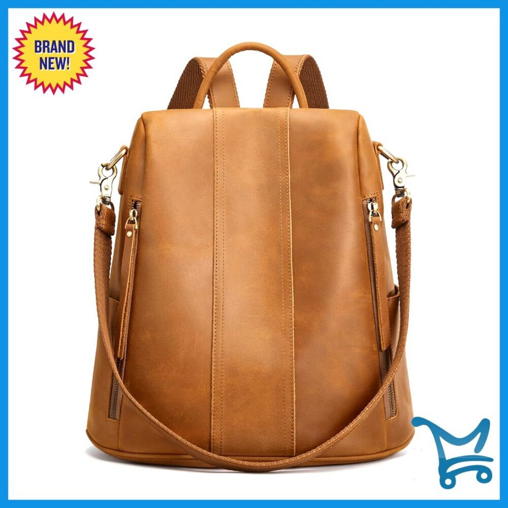 Leather Backpack Purse Antitheft Medium Rucksack Shoulder Bag